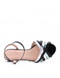 Low-heel sandal in mixed materials for women