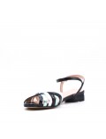 Low-heel sandal in mixed materials for women