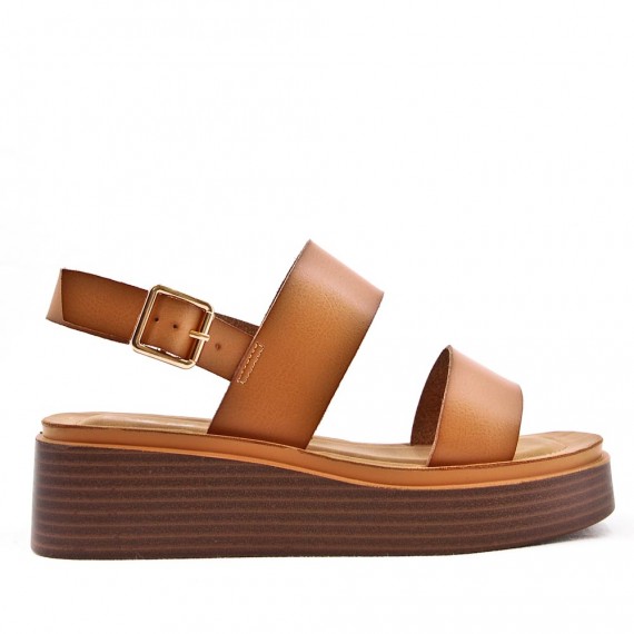 Women's faux leather wedge sandal