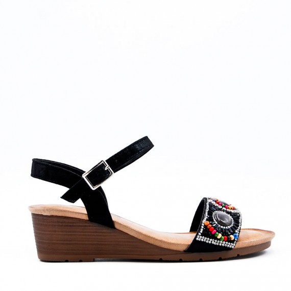 Women wedge sandal in faux leather 