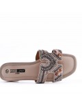 Flat sandals in faux leather for women