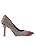 Faux suede pump with heel