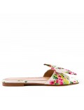 Faux leather slide with floral pattern for women