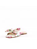 Faux leather slide with floral pattern for women