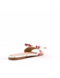 Faux leather slide with floral pattern for women