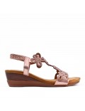 Mixed material wedge sandal for women