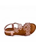 Mixed material wedge sandal for women