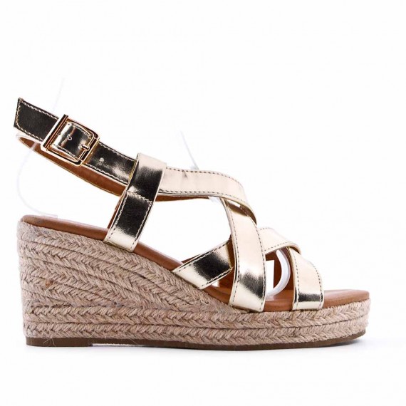 Faux leather wedge sandal for women