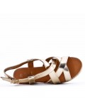 Faux leather wedge sandal for women