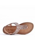 Sandales femme strass confortable en simili cuir