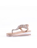 Sandales femme strass confortable en simili cuir