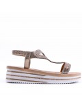 Sandales femme strass confortable en simili cuir