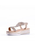 Sandales femme strass confortable en simili cuir