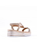 Sandales femme strass confortable en simili cuir