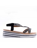 Sandales femme strass confortable en simili cuir