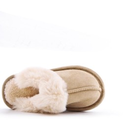 Pantuflas de piel sintética para mujer