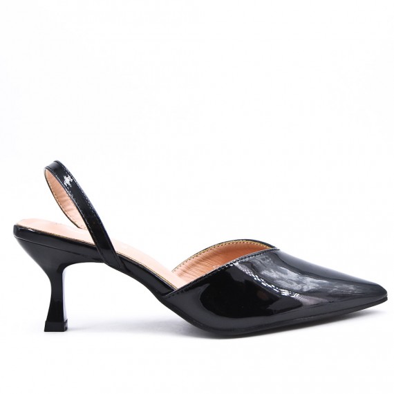 Leatherette pump with heels