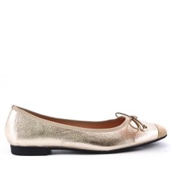 Two-material ballerina with round toe