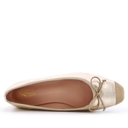 Two-material ballerina with round toe