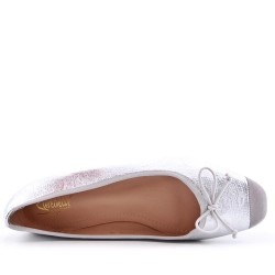 Two-material ballerina with round toe