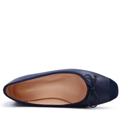 Two-material ballerina with round toe