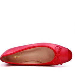 Two-material ballerina with round toe