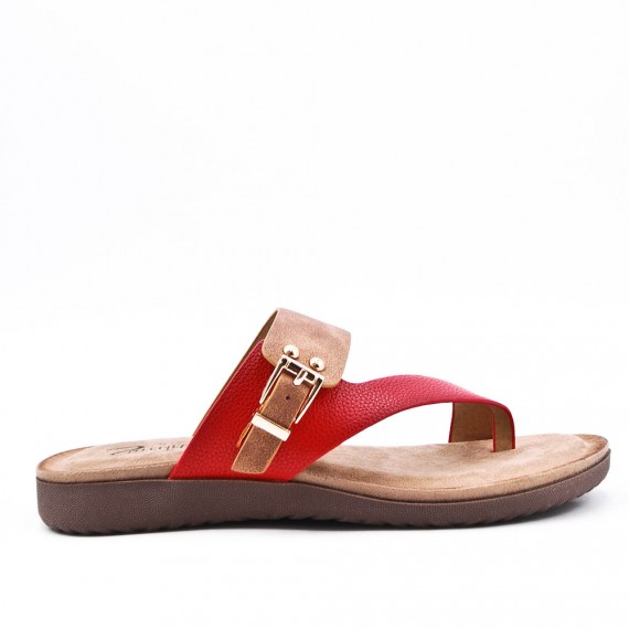 Comfort sandal in faux leather