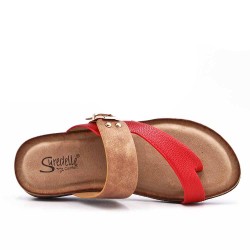 Comfort sandal in faux leather