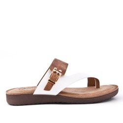 Comfort sandal in faux leather