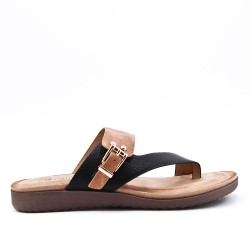 Comfort sandal in faux leather