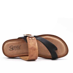 Comfort sandal in faux leather