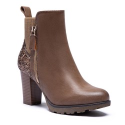 Faux leather ankle boot with zip closure