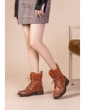 Mixed material lace ankle boot