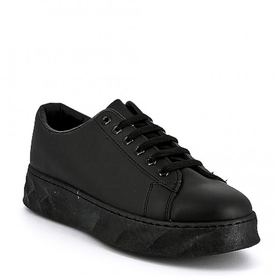 Faux leather lace-up sneaker