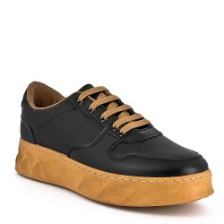 Faux leather lace-up sneaker