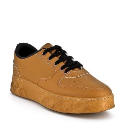 Faux leather lace-up sneaker