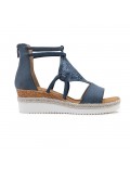 Mixed material wedge sandal for women