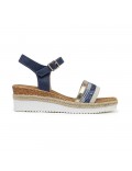 Mixed material wedge sandal for women