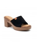 Mixed material wedge sandal for women