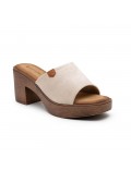 Mixed material wedge sandal for women