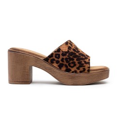 Mixed material wedge sandal for women