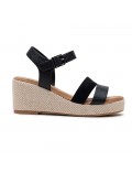 Mixed material wedge sandal for women