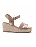 Mixed material wedge sandal for women