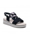 Mixed material wedge sandal for women