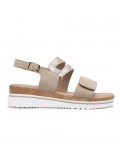 Mixed material wedge sandal for women