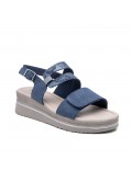 Mixed material wedge sandal for women