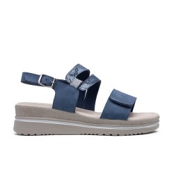 Mixed material wedge sandal for women