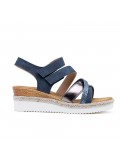 Mixed material wedge sandal for women