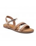 Flat sandals in a material mix for women