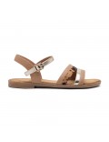 Flat sandals in a material mix for women